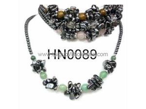 Assorted Colored Semi precious Chip Stone Beads Hematite Beads Stone Chain Choker Fashion Women Necklace